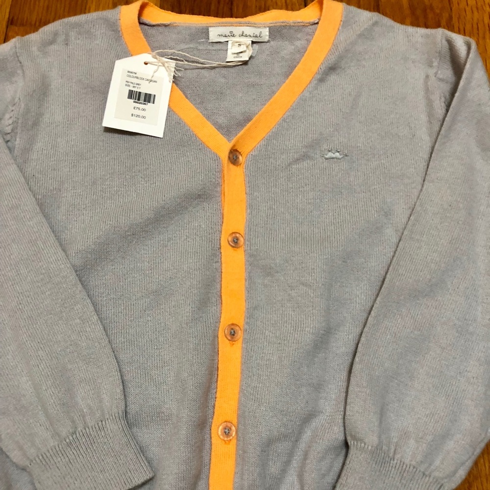NWT. Dove grey cotton boys cardigan.